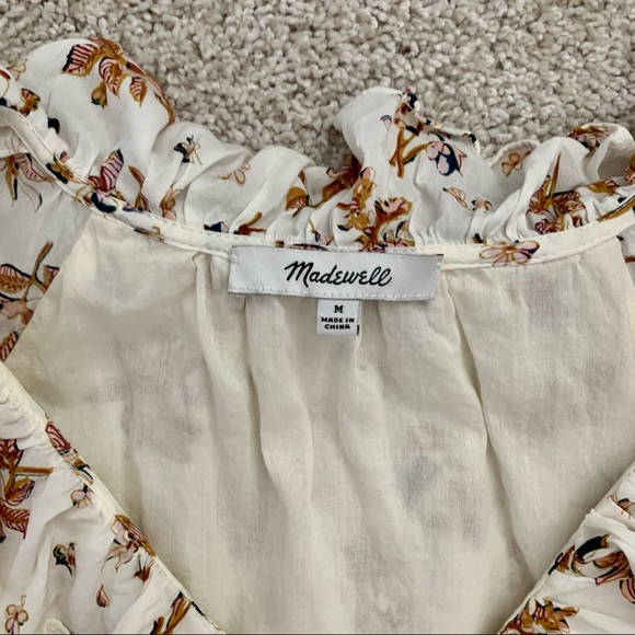 Madewell Ruffle Button Front Trapeze Dress Floral Reef - Picture 6 of 8